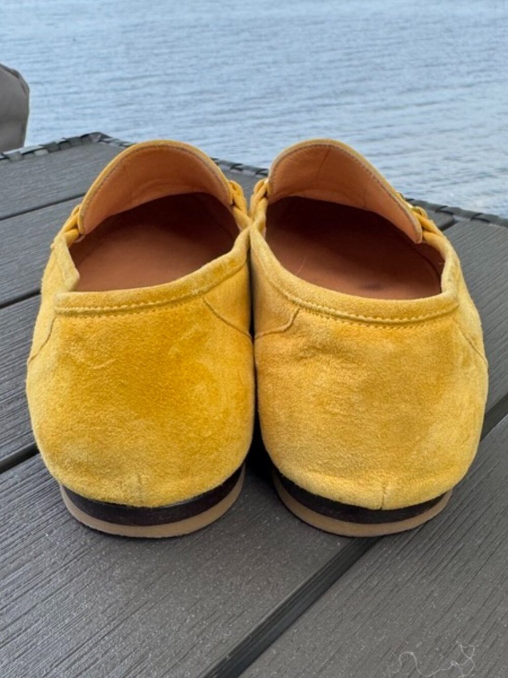 Celine Vintage Yellow Suede Horsebit Loafers Size 36.5/6 - Picture 8 of 11